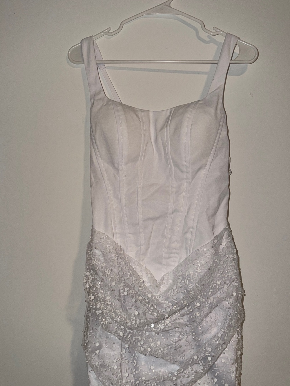 White Corset Sequin Mini Dress Lace Up Back Bridal Sparkle NWT 0